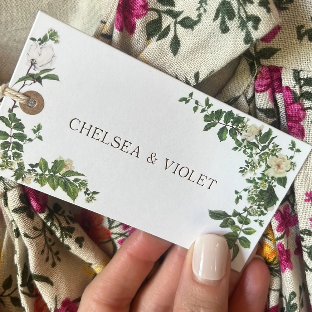 NEW Chelsea & Violet beige pink floral sleeveless linen blend dress - Picture 10 of 14